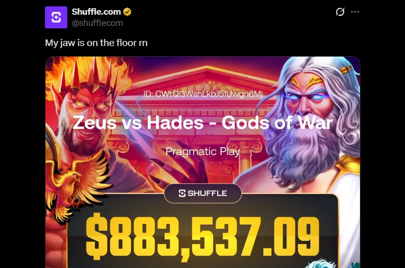 Twitter 883K Shuffle Gods of War Win